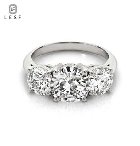 LESF 925 Sterling Silver Women039s Ring 3 Stones 2 Carats Round Cut SONA Simulated Diamond Wedding Engagement Rings 2103308488063