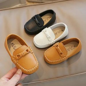 1-6Y Children Shoes Toddler Dress Leather Oxfords Boys Loafers Casual Sneakers Girls Moccasins Kids Slip-on Shoes Black White 240528