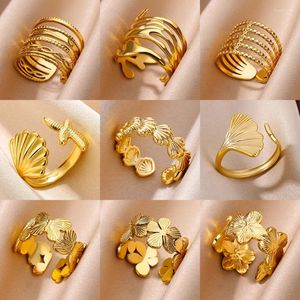 Обручальные кольца из нержавеющей стали для женщин Shell Shell Sharfish Кольцо Золото Гол