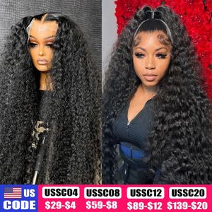 200 Density HD 13X6 Transparent Deep Water Wave Curly Human Hair Lace Frontal Wig 30 34 Inch 13X4 Lace Front Human Hair Wigs 240603