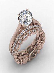 164CT MOISSANITE Diamentowe Zestawy obrączki Diamond Zestawy Naturalny kamień szlachetny 14K Rose Gold Eternal Wedding Biżuteria Rozmiar 5127209792