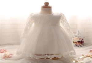 Yeni doğan vaftiz elbisesi için kız bebek beyaz ilk doğum günü partisi giymek sevimli dantel uzun kollu vaftiz elbisesi tutu bebek giyim 205795740