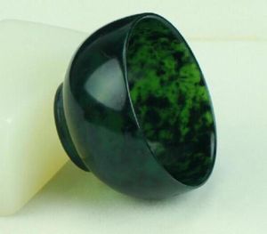 100 Chinese natural dark green jade bowl01234567897606098