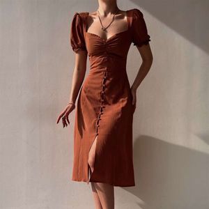 Dış Ticaret Kadın Sınır Ötesi İlkbahar/Yaz Yeni Kare Beklenmiş Mizaç Mizaç Düz Renk Çay Molası Fransız Elbise PG316