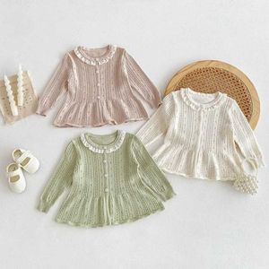 Cardigan Pullover Lovely Baby Girl Knitwear Cardigan 0-3Years Newborn s Solid Color Long Sleeve Suncreen Shirt Tops Summer Sweater Clothes WX5.31