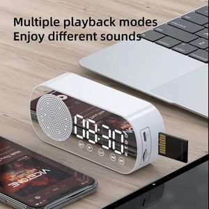 Wireless Bluetooth Speaker Clock Dual Alarm Support TF Card FM Radio Soundbar HIFI Music Box Soundbar for Mobile Cell Smart Phone Cqujd