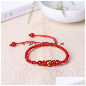 Charm Bracelets Men Fashion Jewelry 12 Constellations Bracelet Lucky Red Rope Chinese Zodiac Sign For Women Birthday Drop Delivery Dhbxs