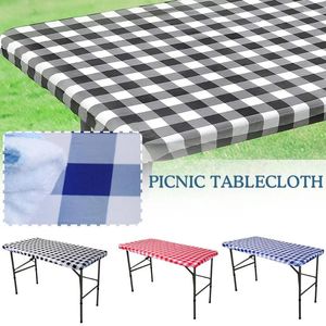 Bordduk PVC täcker gummiband utomhus dammtät vattentät lätt tryckt elastiskt rengöring till picknickduken skyddande p7t0