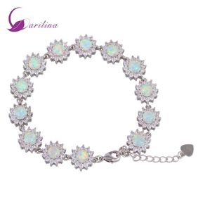 Glam Luxe Mysterious 925 Sterling Silver Overlay CZ White Fire Opal Bracelets for Teen Girls 22cm 885インチB4619481224