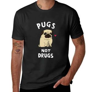 Camisetas masculinas pugs não drogas blusa de camisetas de tamanho grande