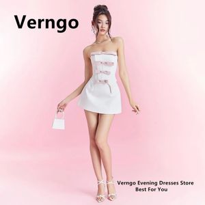 Verngo Strapless Mini Dress Womens Bow Graduation Dress Birthday Dress 240524