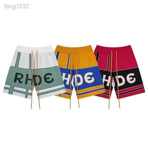 American Mens and Womens Designer Short Green Rhude Letter Mix Color Jacquard Knitted Shorts Wełniane kolano Man USA