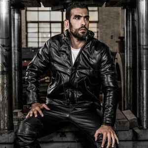 Men's Down Parkas New genuine leather down jacket mens denim leather inflatable thick motorcycle mens winter Casaco ZT Q240603