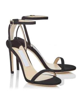Summer Women's Sandals med PVC-remmar Kvinnor Höga klackar Eleganta damer Luxury Black White Leather EU 35-439675956