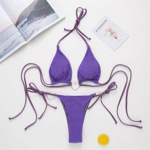 レディース水着紫色のビキニセットハートストリングスイムスーツトン女性2ピーストレンドビーチ入浴スーツビキニバケーション衣装ビキニ