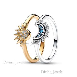 pandoras ring designer ring pandorabracelet charm Cluster Rings 2023 925 Silver Ring Celestial Sun & Moon Set S925 DIY Women Original Fine Jewelry high quality e47