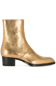 أزياء Gold Chelse Boots Cowboy Shoes للرجال مكدسة الكعب الغربي Martin Boot2662904