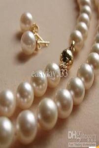 Fine Pearls Jewelry natural Fine Pearls Jewelry 89MM White Akoya Pearl Necklace Earring9408016