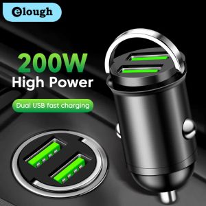 Чарджерс 200 Вт мини -двойной порты USB -автомобильный зарядное устройство легкое зарядное устройство Адаптер зарядного устройства для iPhone 13 12 Xiaomi Huawei Samsung