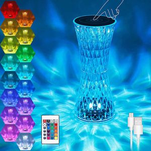 Table Lamps Crystal LED Table Lamp RGB Color Changing Night Light Romantic Rose Diamond Touch Lamp Acrylic Table Lamp Bedroom Decoration E4G1