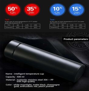 500ml Intelligent Thermos Coffee Bottle Temperature Display Customize Logo Stainless Steel Vacuum Water Cup Coffee Mug2558980