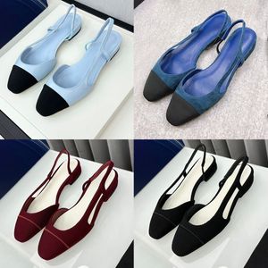 Classic Lady sandal designer SHoes Leather outsole sandals party Letter splicing women Dance Dress shoe Suede Flat shoes Suede panel Woman shoes size 35-42 With box