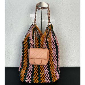 designer handväska kvinnor axelväskor stickade vävda nätficka strandpåse komposit purses semester hobo lady tote