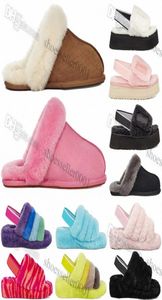 S Fuzz Yeah Designer N Classic Snow Half Slippers Scuffette II Woman Solid Color Girl Kids Winter Flat Sliders3657691