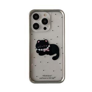 楽しいアメリカと韓国のポルカドットパールネックレスiPhone 15 Promax Appleに適した猫用