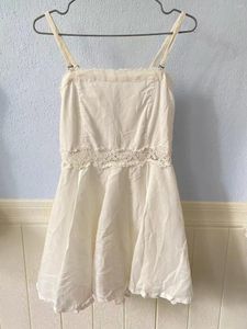 Sukienki zwyczajne 1PC Japan Liz Lisa Oryginalna sukienka zawiesia Summer bawełniany lniany koronkowy pusty pasek spaghetti slip camisoles mini