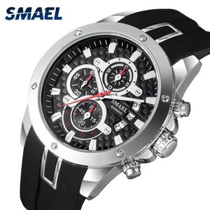 Quality Brand Silicone Quartz Watches Men Night Light Display SMAEL Watch Sports Waterproof Alloy Wristwatches 224s