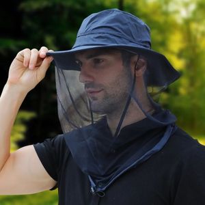 抗蚊釣り太陽ハットUV保護通気性漁師帽子フルフェイス保護ネット蚊プルーフ240531
