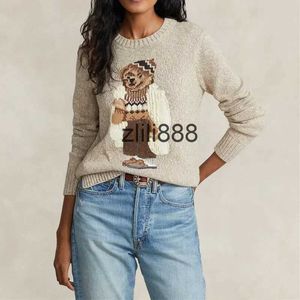 24SS Women Cartoon RL Bear Wool Sweater Winter Fashion Long Sleeve Swired Sweater Cotton Cotton Tops