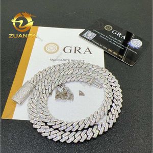 pendant necklaces designer for men Fine jewelry pass diamond tester iced out Miami chain necklace 925 Sterling Silver 14mm cuban link