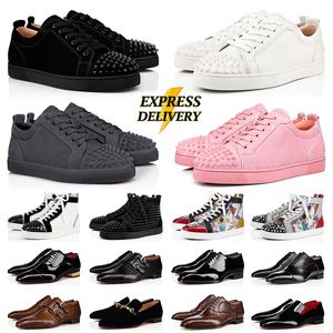 Luxury Women Men Dress Designer Shoes Red Bottoms Loafers Flat Sneakers Classic Black White Pink Purple Mens Shoes Business Party Wedding Office Big Size Trainers