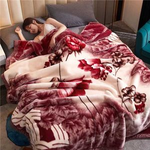 Blankets 200 * 230cm 6kg thick warm fluffy blanket ultra soft Raschel needle double layer winter mink skin throw fat blanket double size blanketL406