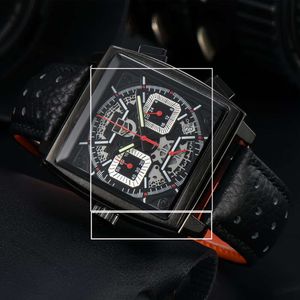 Luksusowy tag heure zegarek mechanicznych zegarków Monako seria Chronograph 42 mm rozmiar skórzany pasek na rękę Projektant zegarek Montre de lukse tag zegarek 5ea5