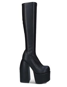 punk style autumn winter boots elastic microfiber shoes woman ankle high heels black thick platform long knee 2108268132416