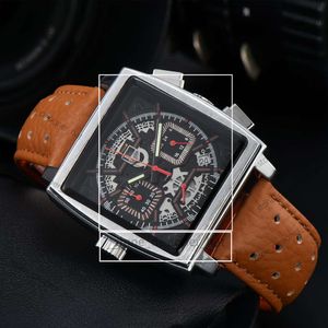 고급 태그 Heure 시계 기계 시계 모나코 시리즈 크로노 그래프 42mm 크기의 가죽 스트랩 손목 시계 디자이너 Montre de Luxe Tag Watch B803
