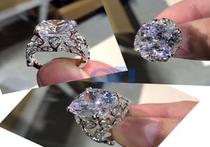 Kolczyki luksus 10 ct poduszki Symulowany diamentowy ślub zaręczynowy 925 Sterling Sier Ring Ladies Bardzo błyszczące 9554433