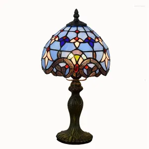 Table Lamps European Style Retro Baroque Vanni Color Glass Restaurant Bar Bedroom Small Lamp Mediterranean Blue Children's