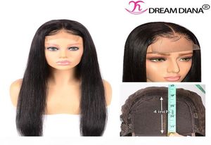 Peruwiańskie dziewicze włosy proste koronkowe przód ludzkie włosy peruki dla czarnych kobiet 150 gęstość 30 -calowe ludzkie włosy 4x4 koronkowe z przodu Closu5223237