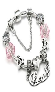European Fashion Cssic Charm Bracelet With Morther&Daughter Beads Bracelets Mother's Day Gift9839885