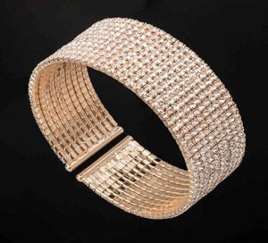 Kunjoe Fashion Luxury Elegance Crystal Jewelry Armband Bridal Wedding Full Rhinestone Bangle Female Jewlry Whole3451100