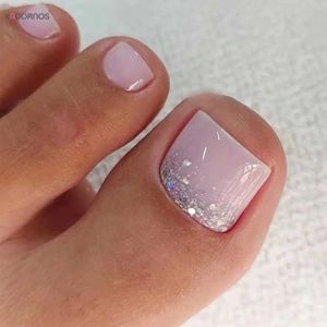 Ложные гвозди простые нажатия на ногтях с серебряным блеском порошковой порошок поддельные ногти
