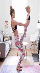 Leggings de ioga de ioga de melancia nova e americana Leggings Mulheres Slim High Cídhar da nádega de elevação