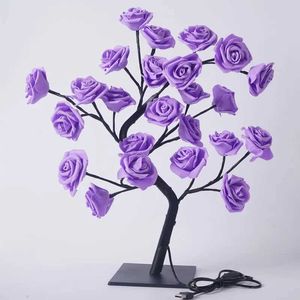 Lampy stołowe 24 -letnia lampa stołowa Rose Flower Tree USB Nocne światła Świąteczne Dekoracja Dekora