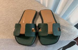 H رسالة جلدية حقيقية النعال الكلاسيكية Slides Sandals مصمم الصيف Lichee Odile Smoofiano أحذية جلدية أصلية 6645044