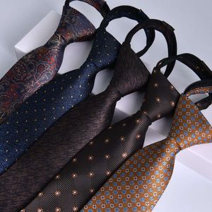 روابط سحاب 8 سم للرجال Corbata Cafe Business Lazy Lazy Easy Pull Neckties Gifts Gravata de Seda Vintage Wedding Accessorie