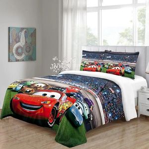 Bedding Sets Kids Childern CartoonToy Car Anime Movie Bulldozer Design Single Double Bed Duvet Cover Set And 2 Pcs Pillow